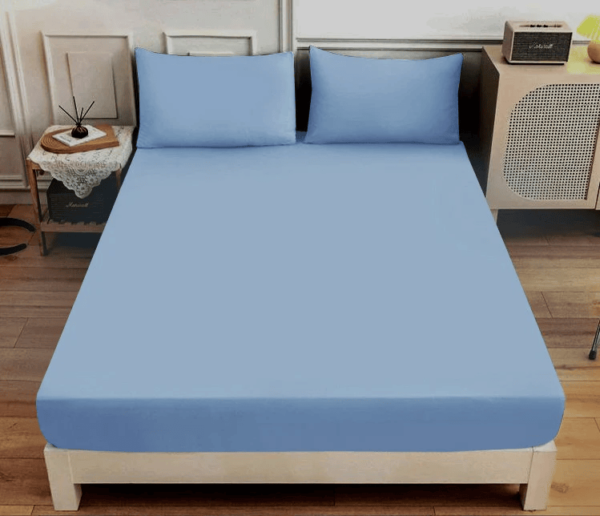 fitted bed sheet sky blue