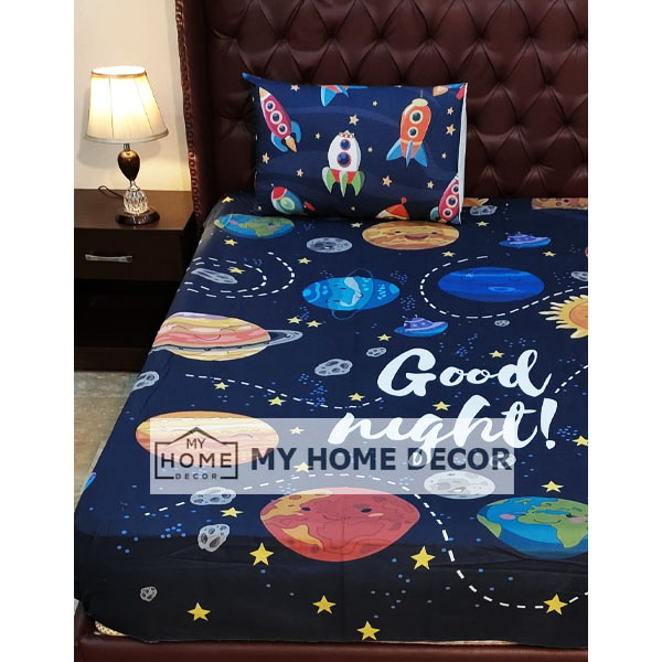 Planet Themed Cartoon Bed Sheet