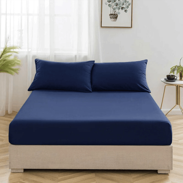 fitted bed sheet navy blue