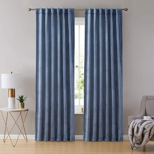 Premium Blue Velvet Curtain Panels for Bedroom & Living Room