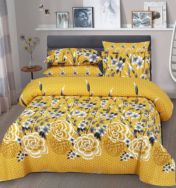 Flower Yellow Pattern Duvet Cover In Pakistan Myhomedecor.pk