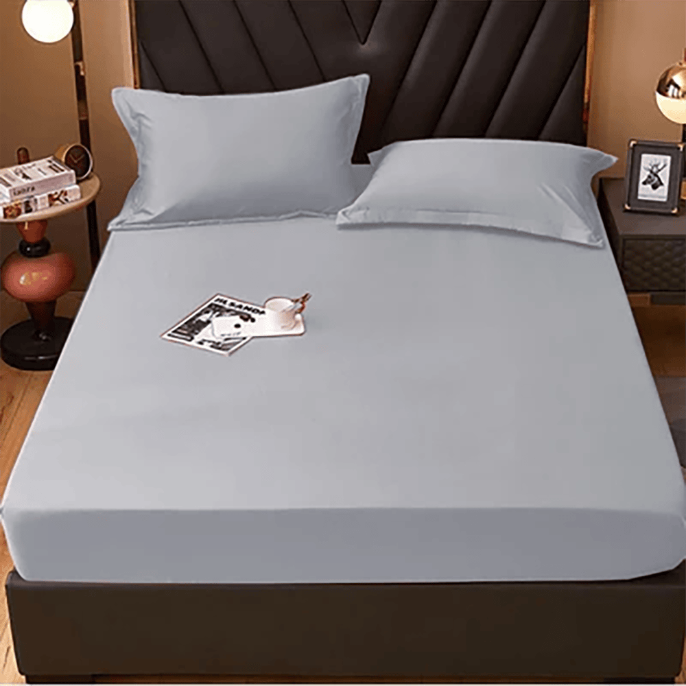 cotton fitted bed sheet silver