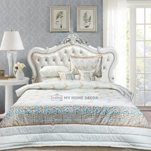 Bridal bed sheet comforter set symphony white