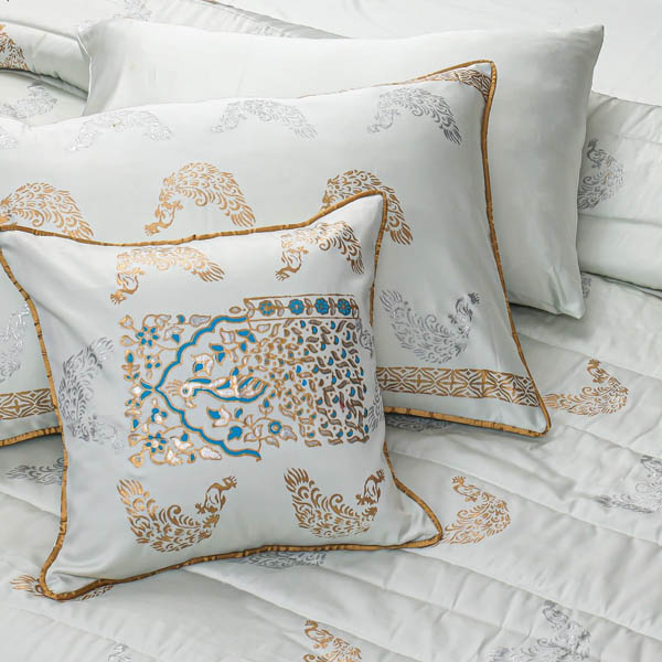 Bridal bed sheet comforter set symphony white pillow