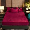 velvet fitted bed sheet maroon