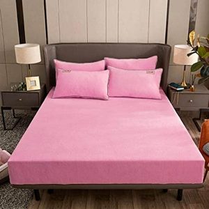 velvet fitted bed sheet pink