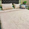 3-Pcs Embossed Fabric Quilted King Bedspread Set - Ivory