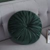 Round Pumpkin Style Plush Pleated Velvet Emerald Sofa Cushion