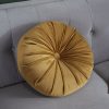 Round Pumpkin Style Plush Pleated Velvet Golden sofa Cushion