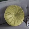 Round Pumpkin Style Plush Pleated Velvet Lime Green Sofa Cushion