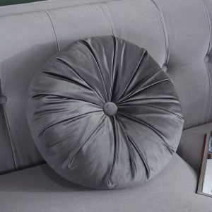 Round Pumpkin Style Plush Pleated Velvet Plush Sofa Cushion