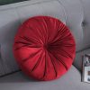 Round Pumpkin Style Plush Pleated Velvet Red Sofa Cushion