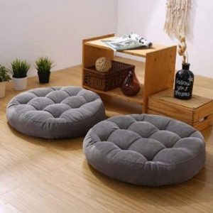 Round Shape Velvet Floor Cushions - Grey
