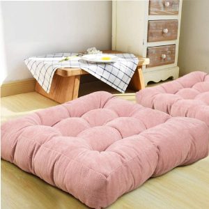 Square Shape Velvet Floor Cushions -Coral