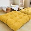 Square Shape Velvet Floor Cushions - Yellow