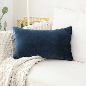 Velvet Pillow Cover Dark Blue