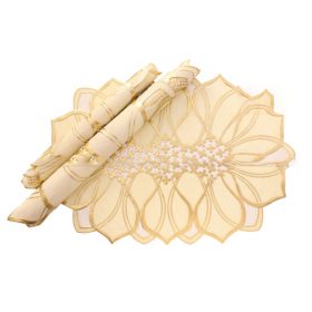 3pcs Coaster Table Mat Set Placemats Dressing Table Golden Color