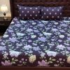 PURPLE FLOWER PRINTED FITTED SHEET
