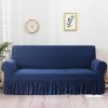Ruffle Skirt Mesh Fabric Sofa Slipcover - Blue