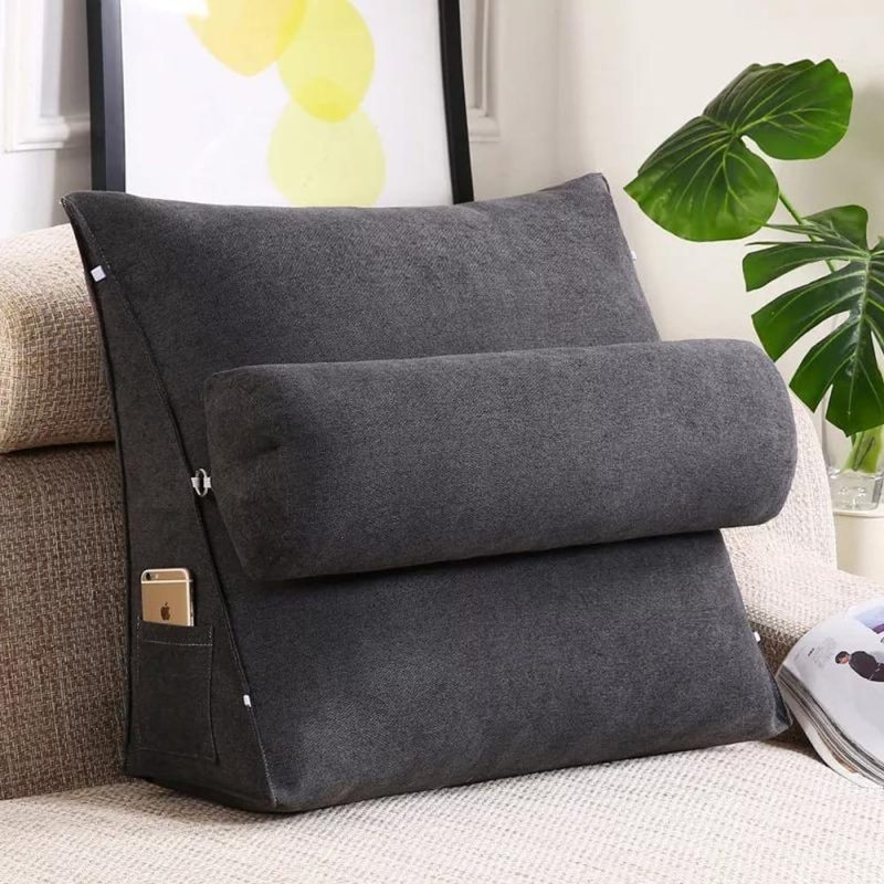 Back Support Cushion Dark Grey Myhomedecor.pk