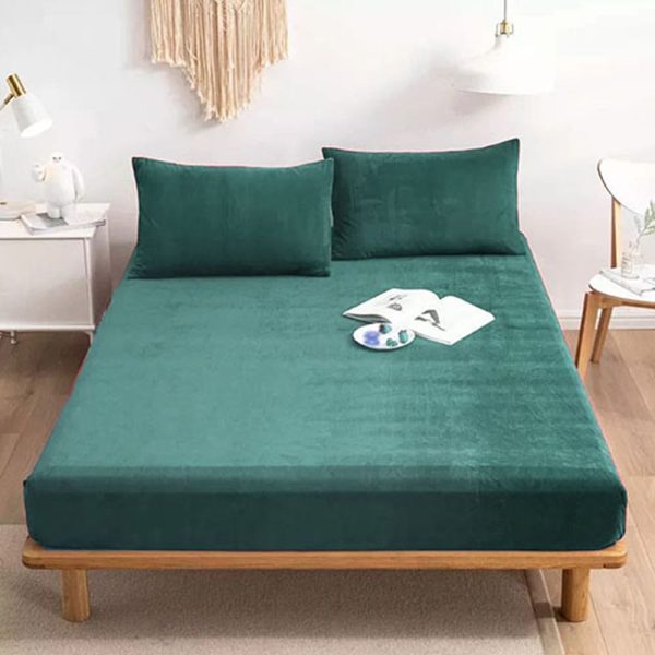 velvet fitted sheet aqua green