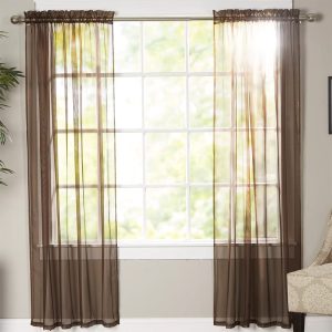 Net Curtains Polyester Sheer Panel - Brown