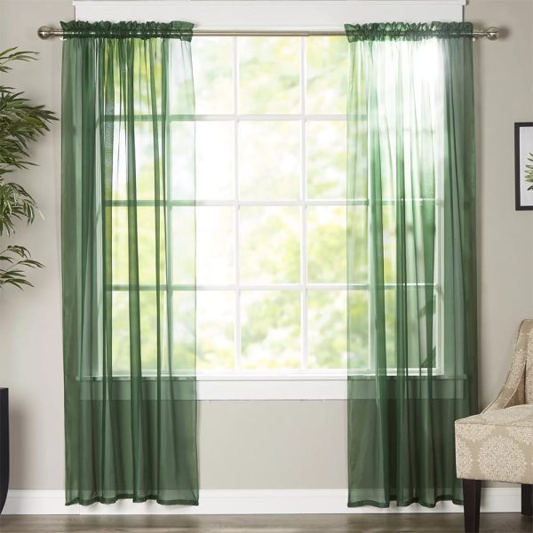 Net Curtains Polyester Sheer Panel - Green