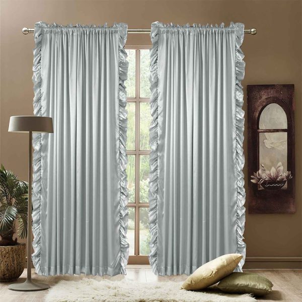 Ruffle curtain luxury silk fabric vertical - Silver