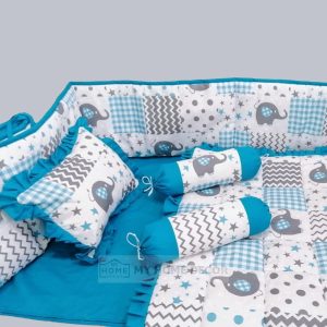Pompous Infant & Toddler Baby Cot Bedding Set Blue Elephant