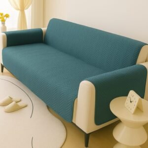 Elegant Ultrasonic Quilted Sofa Cover - Cyan Blue