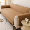 Elegant Ultrasonic Quilted Sofa Cover - Mustard