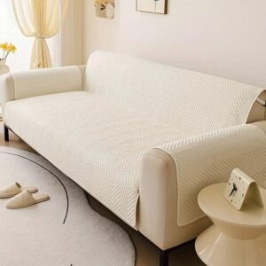 Elegant Ultrasonic Quilted Sofa Cover - Off White
