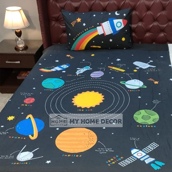 Galaxy Cartoon Bed Sheet