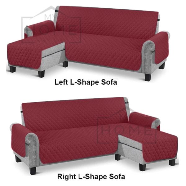 L Shape Sofa Cover Quilted Jersey Fabric - Maroon