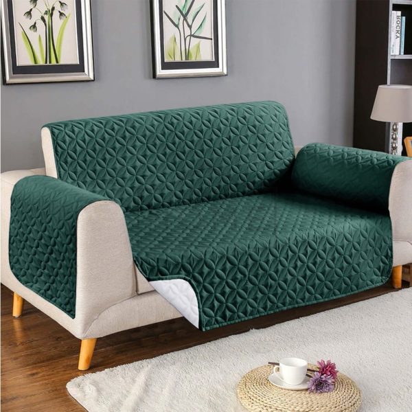 Ultrasonic Quilted Sofa Cover Green