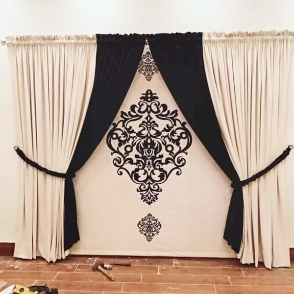 Blind Curtains Velvet Fabric Laser Cut Art - Black Design