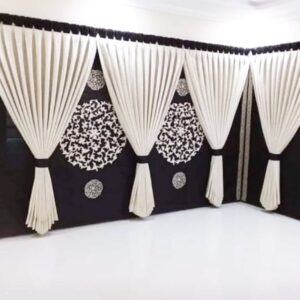 Blind Curtains Velvet Fabric Laser Cut Art - Black Off White Art