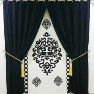 Blind Curtains Velvet Fabric Laser Cut Art - Black & White