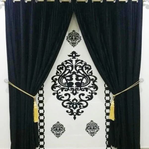 Blind Curtains Velvet Fabric Laser Cut Art - Black & White