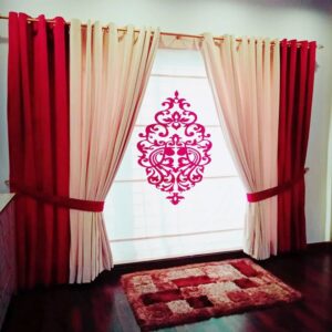 Blind Curtains Velvet Fabric Laser Cut Art - Off White Red