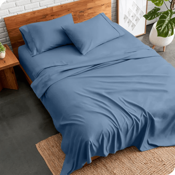 plain bed sheet - blue berry