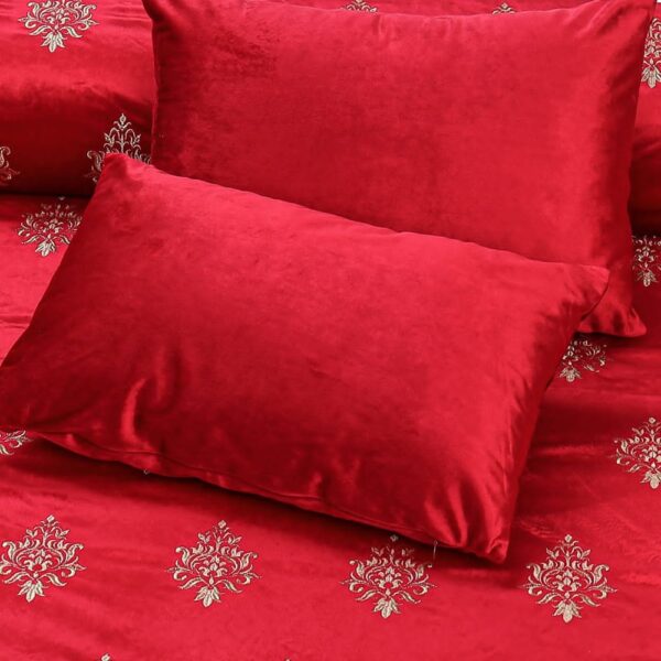 Bridal velvet bed sheet - red 2