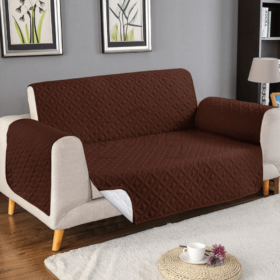 Elegant Ultrasonic Quilted Sofa Cover - Brown - Anti Slip