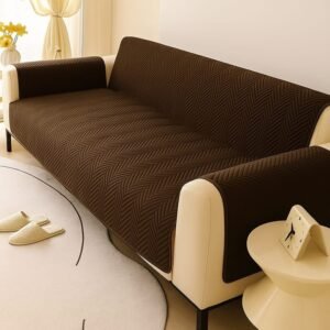 Elegant Ultrasonic Quilted Sofa Cover - Dark Brown