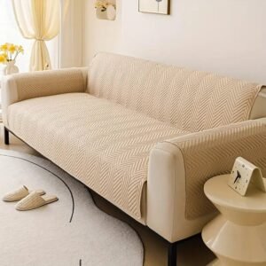 Elegant Ultrasonic Quilted Sofa Cover - Beige