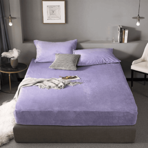 velvet fitted bed sheet - lavender