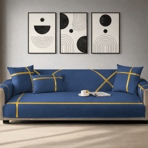 Premium Velvet Sofa Cover - Anti Slip - Blue