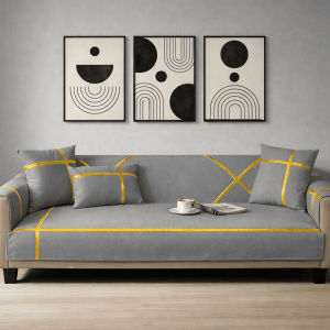 Premium Velvet Sofa Cover - Anti Slip - Grey