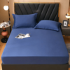 cotton fitted bed sheet blue