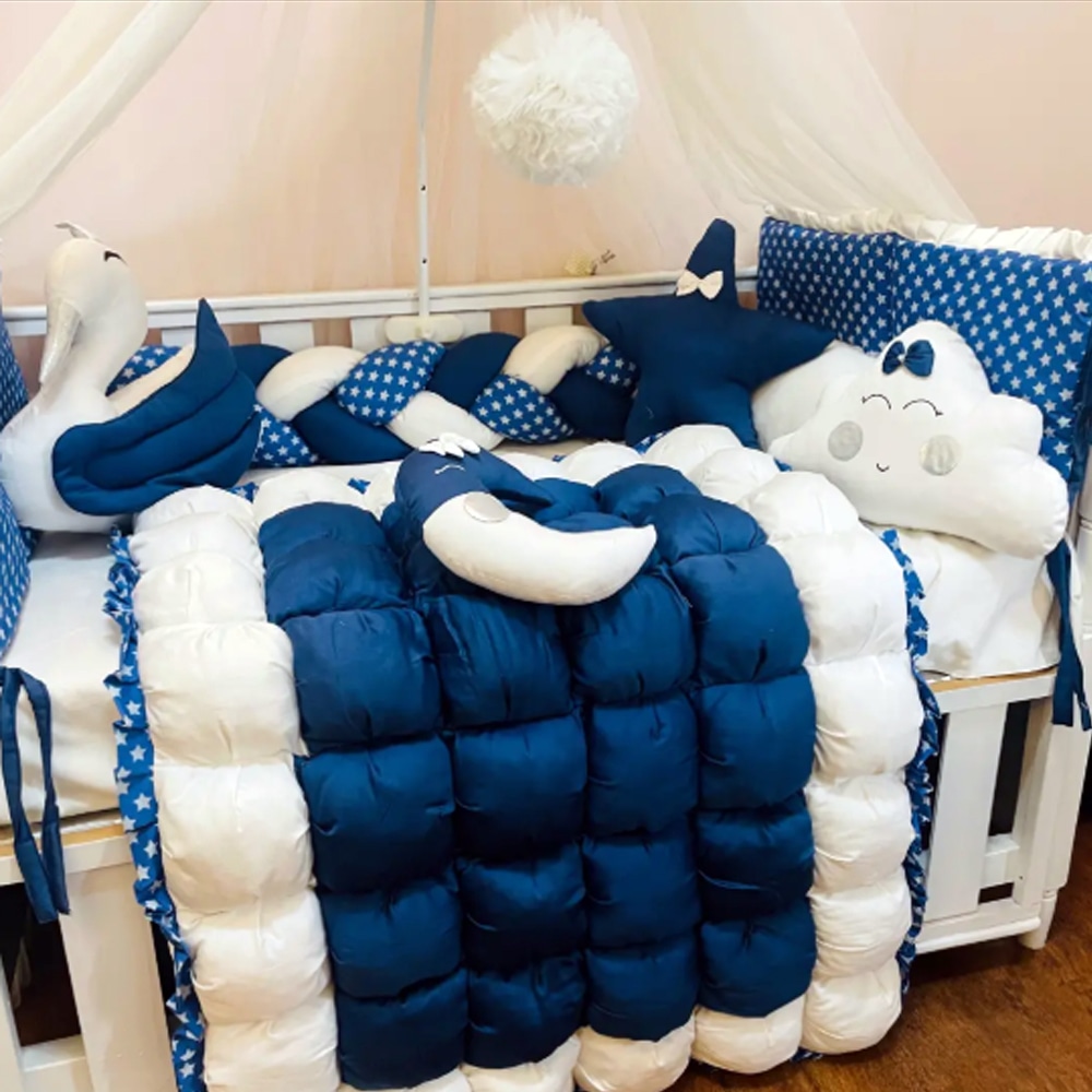 Baby Cot - Bedding Set - Tiny Heaven Dark Blue